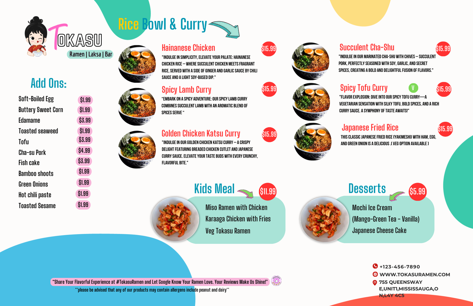 Rice Curry & Kids Menu