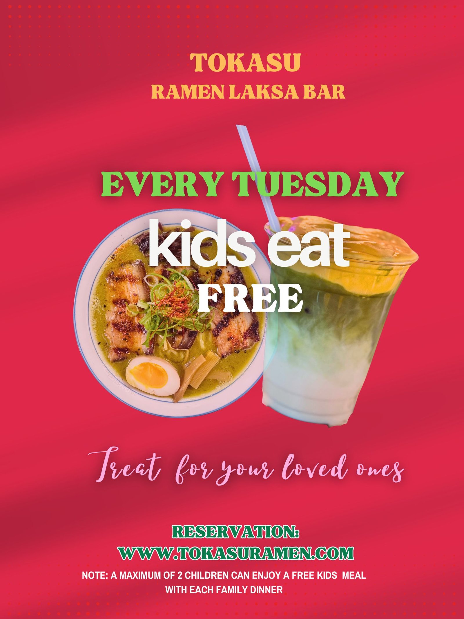 Kids Eat Free at Tokasu Ramen Laksa Bar